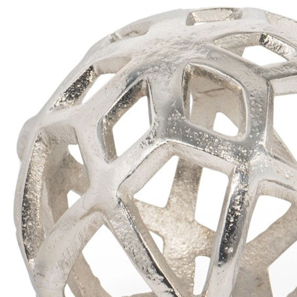 5" Silver Aluminum Geo Orb Tabletop Sculpture HomeRoots