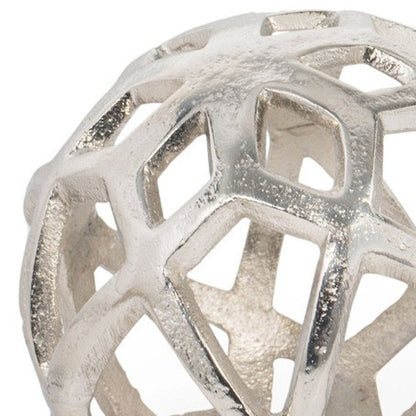 5" Silver Aluminum Geo Orb Tabletop Sculpture HomeRoots