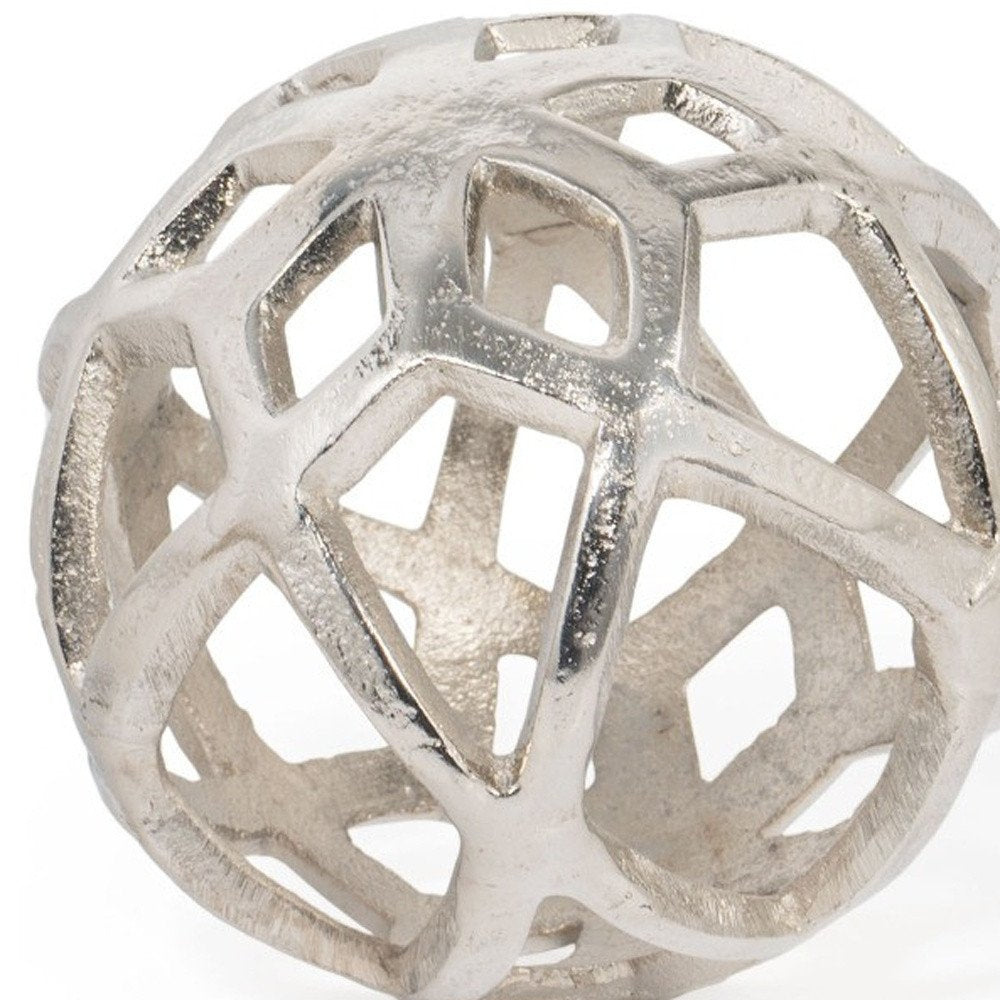 5" Silver Aluminum Geo Orb Tabletop Sculpture HomeRoots