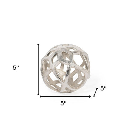5" Silver Aluminum Geo Orb Tabletop Sculpture HomeRoots