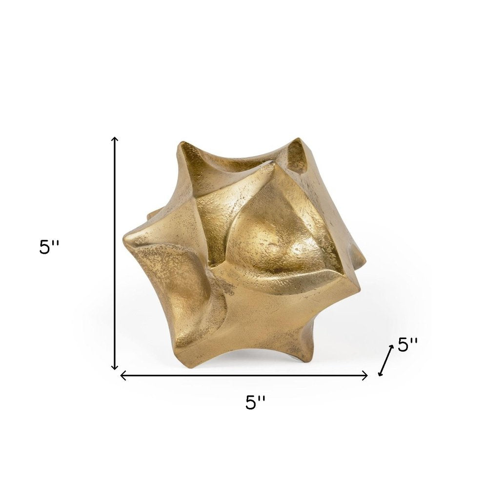 5" Gold Aluminum Faceted Orb Tabletop Sculpture HomeRoots
