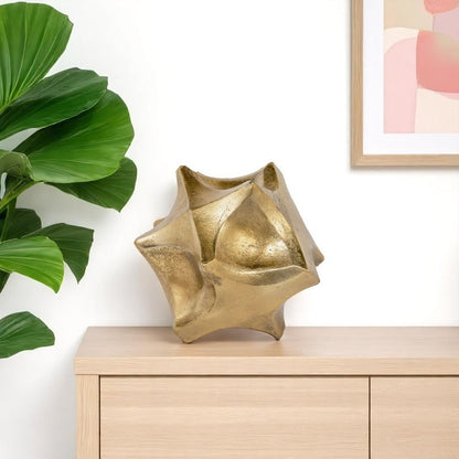 5" Gold Aluminum Faceted Orb Tabletop Sculpture HomeRoots