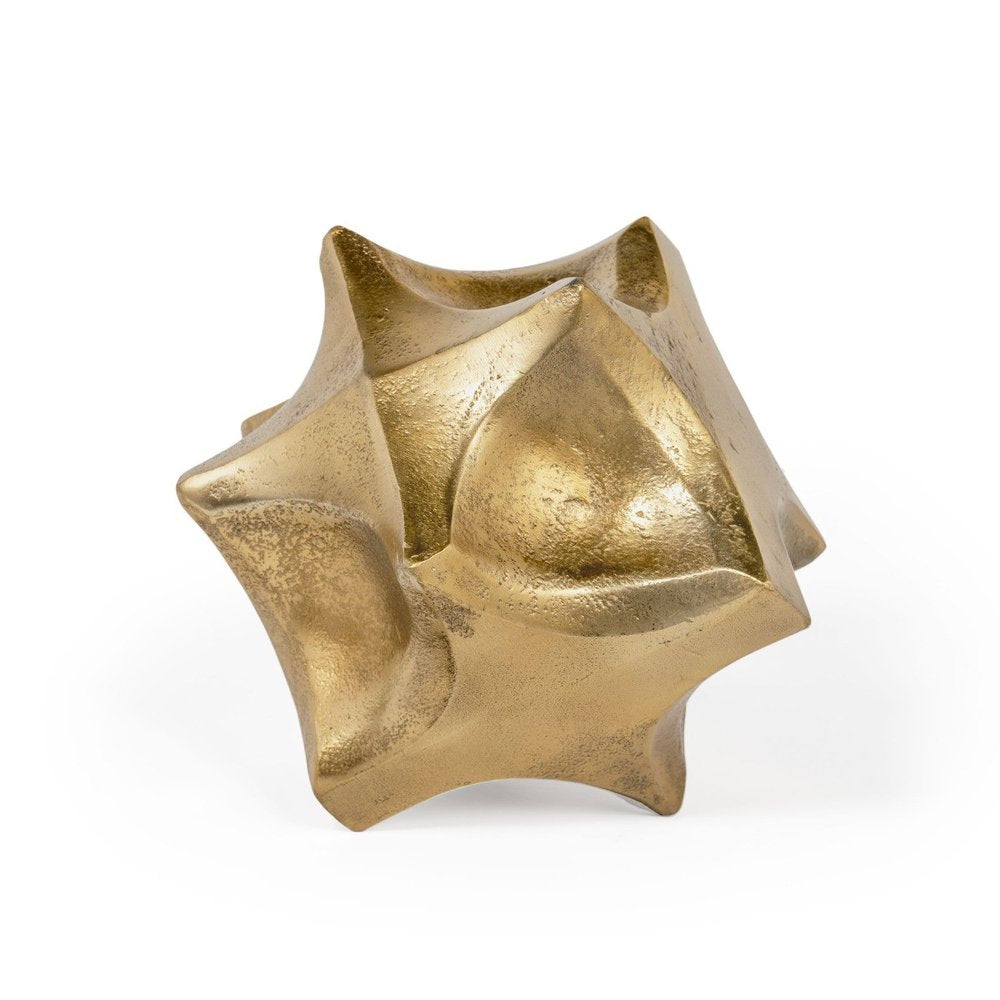 5" Gold Aluminum Faceted Orb Tabletop Sculpture HomeRoots