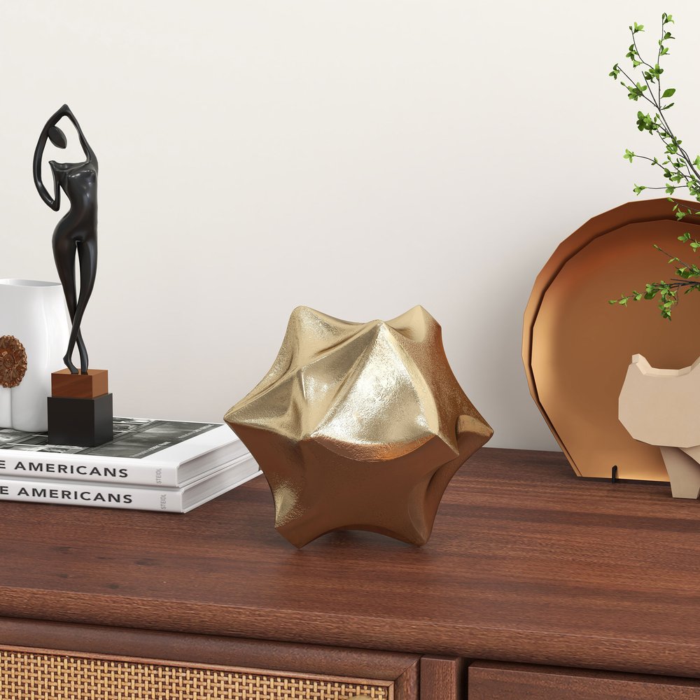 5" Gold Aluminum Faceted Orb Tabletop Sculpture HomeRoots