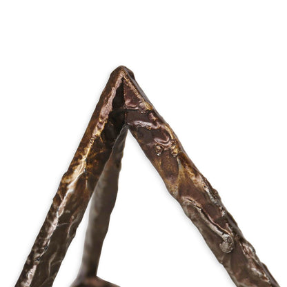 Set of Three Bronze Metal Pyramid Tabletop Sculptures HomeRoots