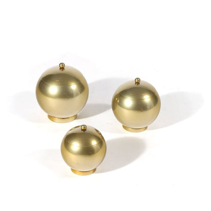 Set of Three Gold Metal Decorative Lidded Canisters HomeRoots