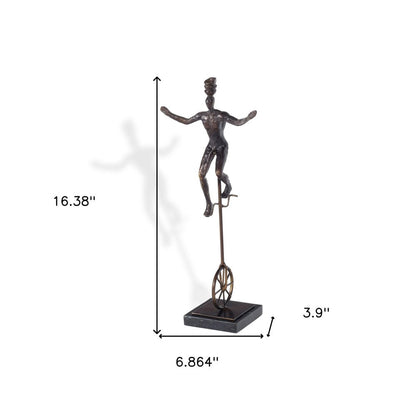 16" Bronze Resin Unicycle Man Tabletop Sculpture HomeRoots