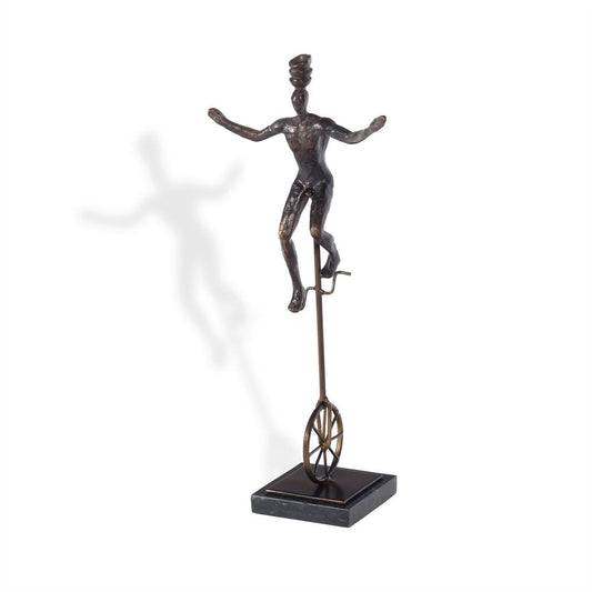 16" Bronze Resin Unicycle Man Tabletop Sculpture HomeRoots