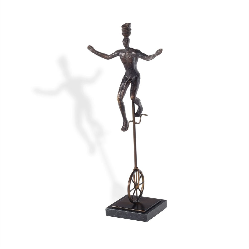 16" Bronze Resin Unicycle Man Tabletop Sculpture HomeRoots