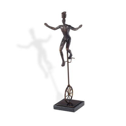 16" Bronze Resin Unicycle Man Tabletop Sculpture HomeRoots