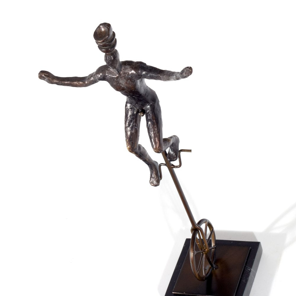 16" Bronze Resin Unicycle Man Tabletop Sculpture HomeRoots