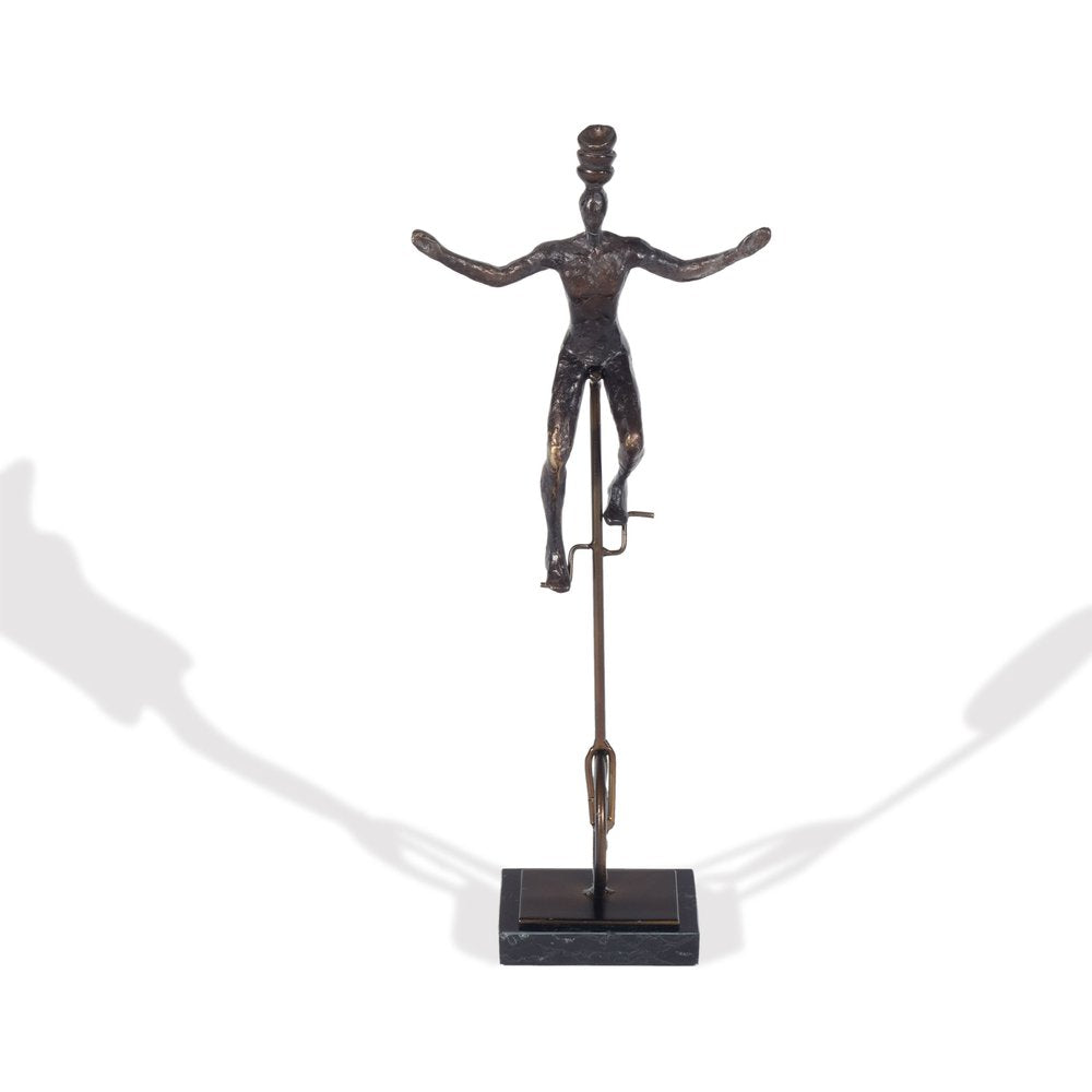 16" Bronze Resin Unicycle Man Tabletop Sculpture HomeRoots