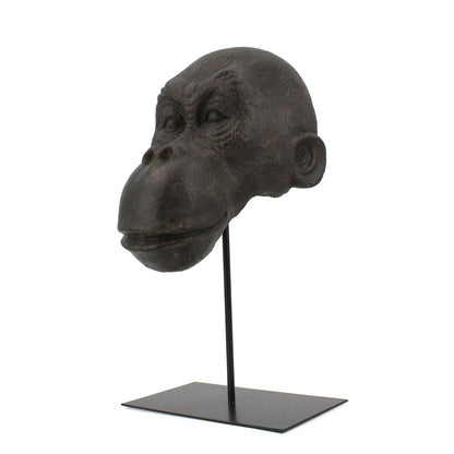 16" Brown Resin Gorilla Face Tabletop Sculpture HomeRoots
