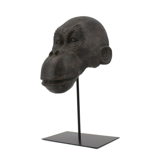 16" Brown Resin Gorilla Face Tabletop Sculpture HomeRoots
