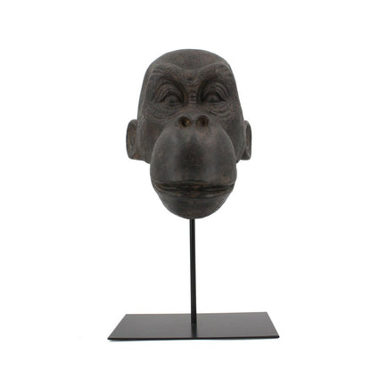 16" Brown Resin Gorilla Face Tabletop Sculpture HomeRoots