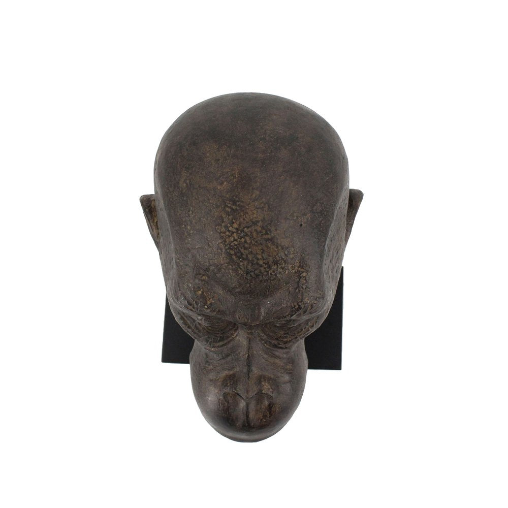 16" Brown Resin Gorilla Face Tabletop Sculpture HomeRoots