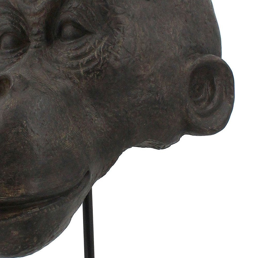 16" Brown Resin Gorilla Face Tabletop Sculpture HomeRoots