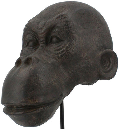 16" Brown Resin Gorilla Face Tabletop Sculpture HomeRoots