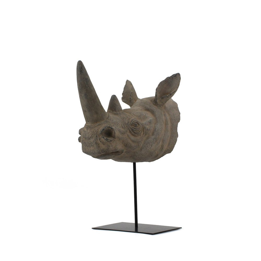 17" Brown Resin Rhinoceros Tabletop Sculpture HomeRoots