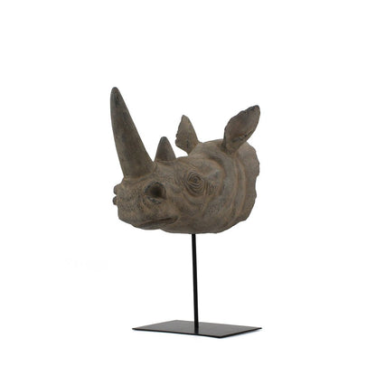 17" Brown Resin Rhinoceros Tabletop Sculpture HomeRoots