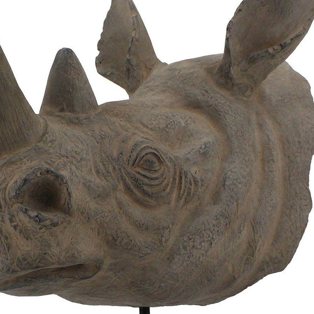 17" Brown Resin Rhinoceros Tabletop Sculpture HomeRoots