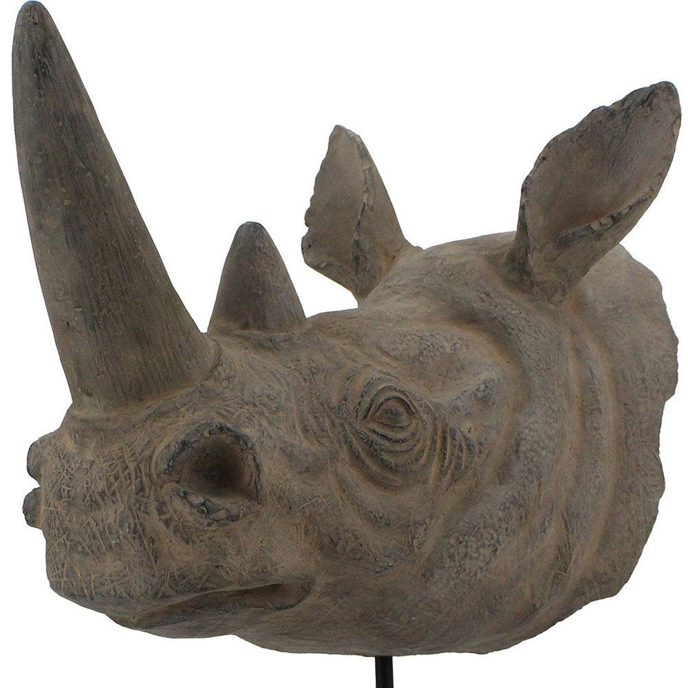 17" Brown Resin Rhinoceros Tabletop Sculpture HomeRoots