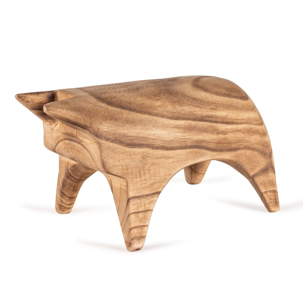 6" Brown Solid Wood Bull Tabletop Sculpture HomeRoots