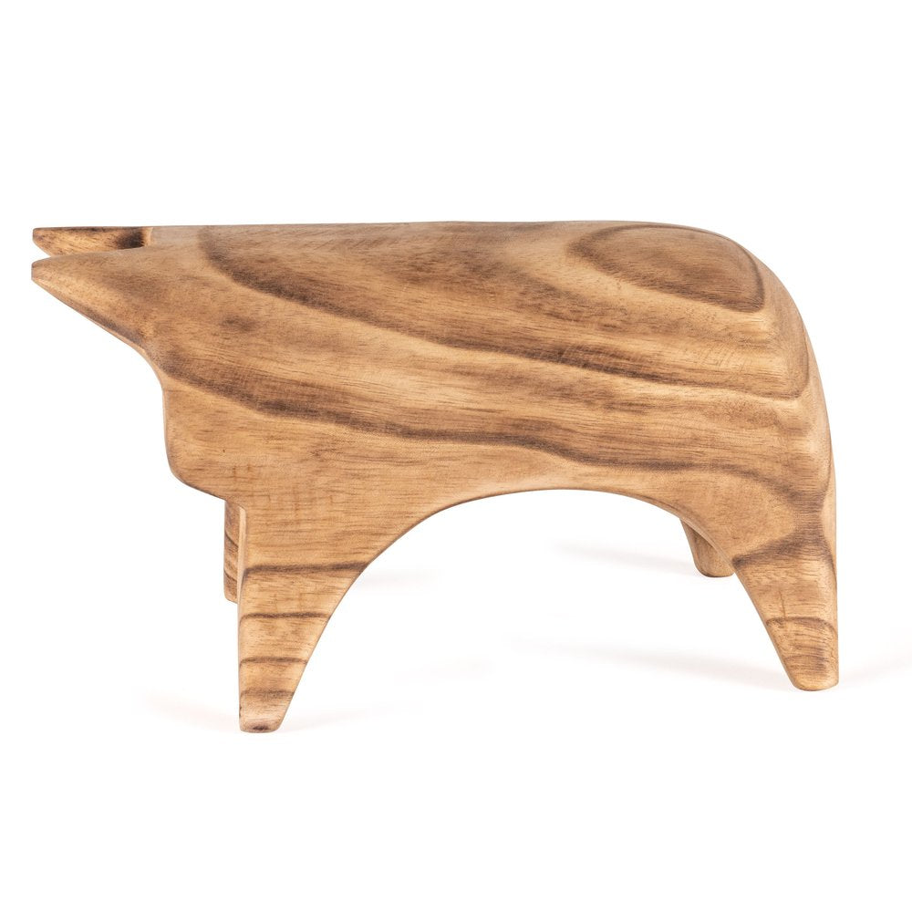 6" Brown Solid Wood Bull Tabletop Sculpture HomeRoots