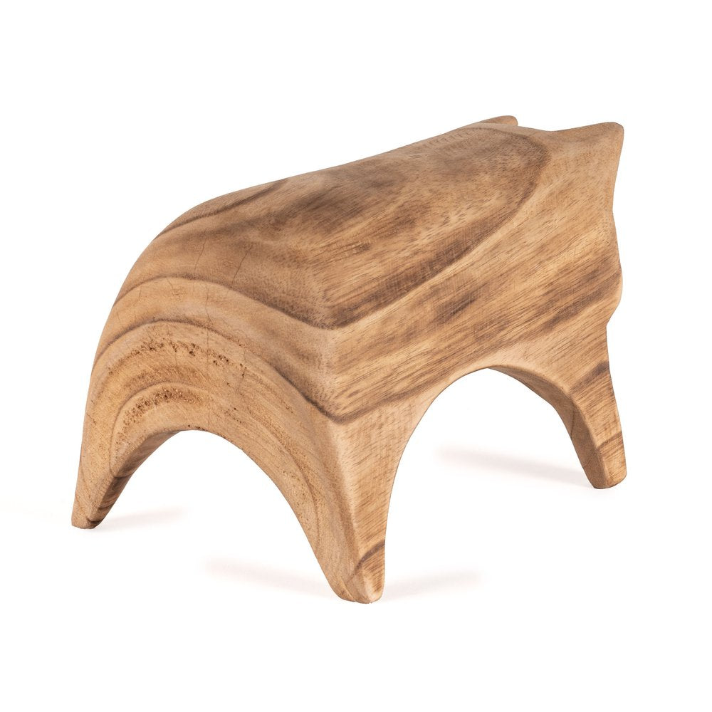 6" Brown Solid Wood Bull Tabletop Sculpture HomeRoots