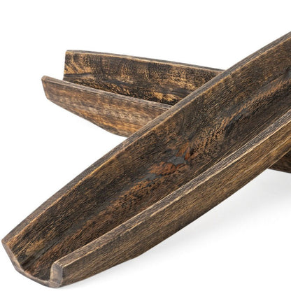 Set of Two Dark Brown Solid Wood Boat Vanity Trays HomeRoots