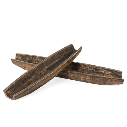 Set of Two Dark Brown Solid Wood Boat Vanity Trays HomeRoots