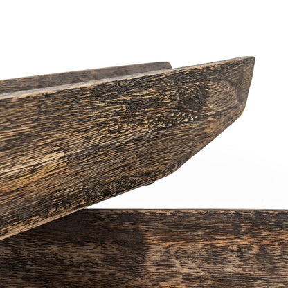 Set of Two Dark Brown Solid Wood Boat Vanity Trays HomeRoots