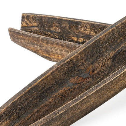Set of Two Dark Brown Solid Wood Boat Vanity Trays HomeRoots