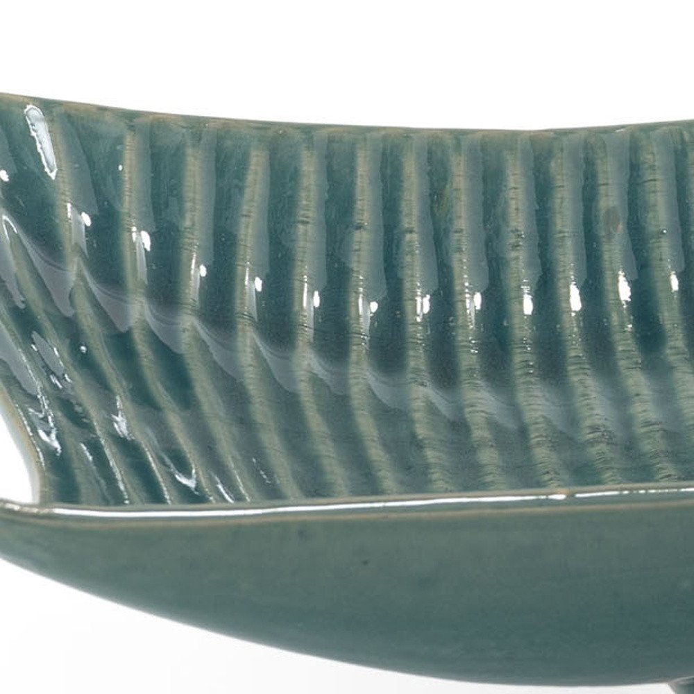20" Teal Blue Ceramic Boat Vanity Tray — view 2