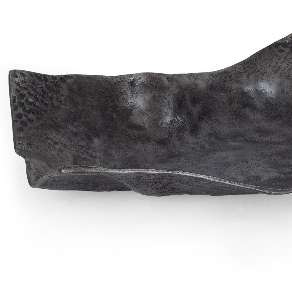 Set of Two Black And Silver Aluminum Abstract Vanity Trays HomeRoots