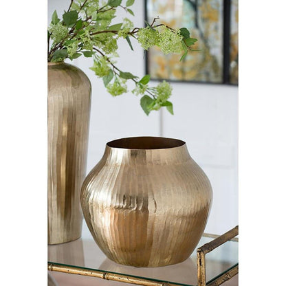 11" Gold Aluminum Round Table Vase HomeRoots