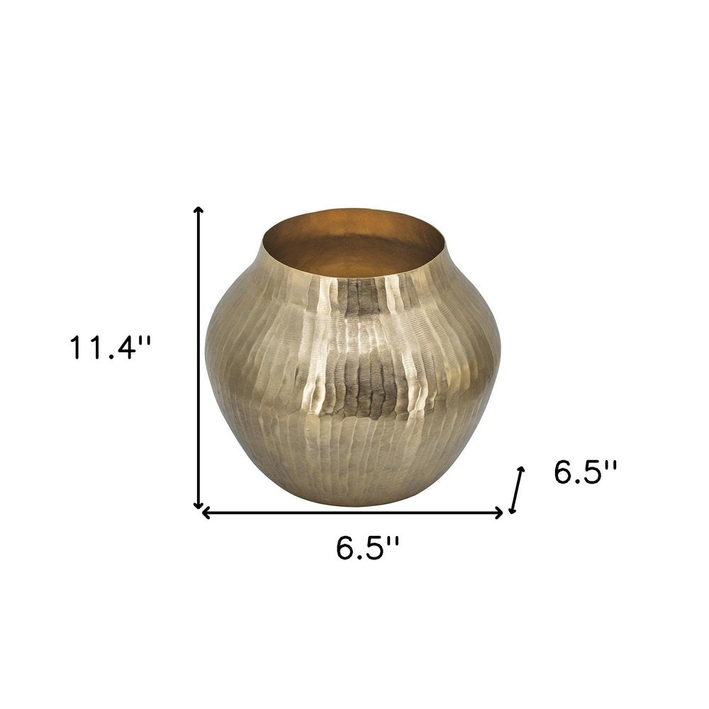 11" Gold Aluminum Round Table Vase HomeRoots