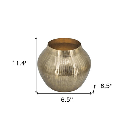11" Gold Aluminum Round Table Vase HomeRoots
