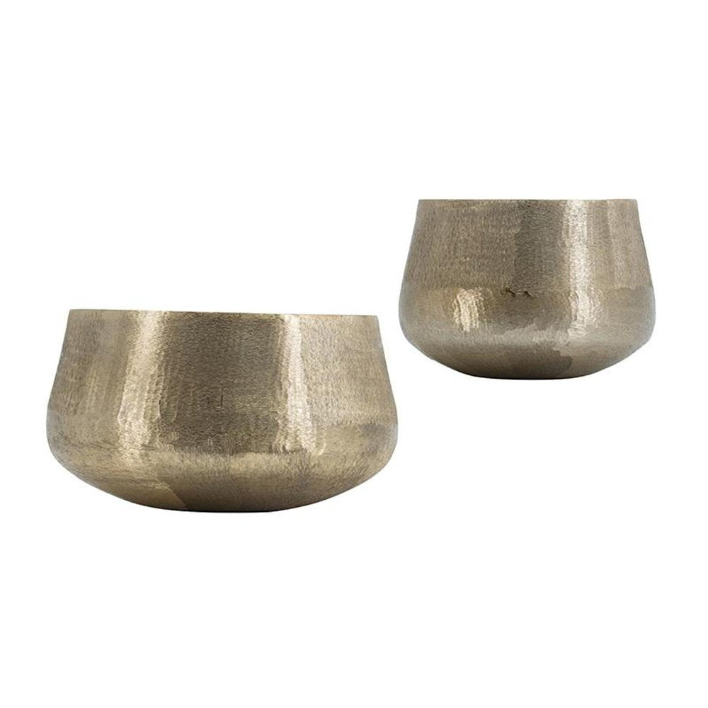 Set of Two Gold Aluminum Round Table Vases HomeRoots