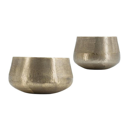 Set of Two Gold Aluminum Round Table Vases HomeRoots
