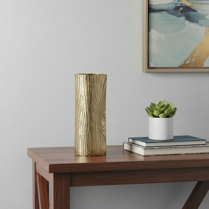 15" Gold Oval Aluminum Table Vase HomeRoots