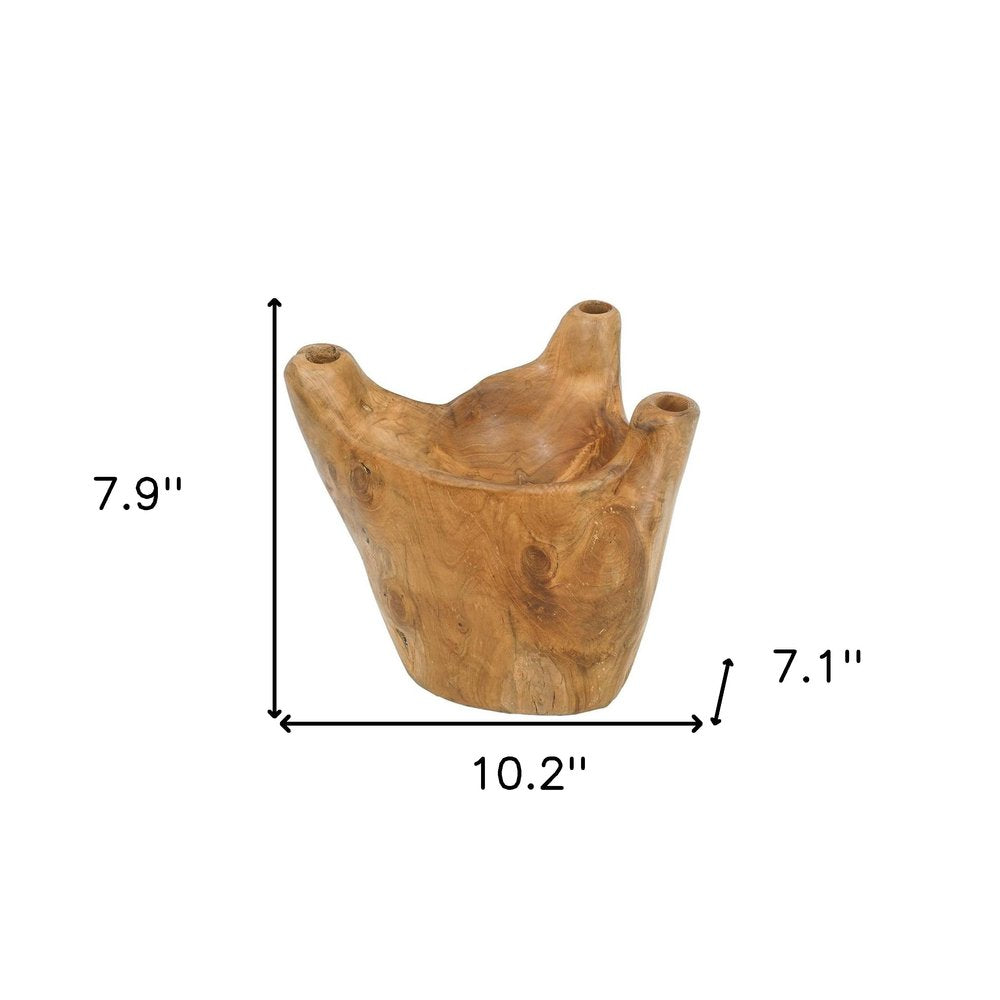 8" Natural Round Solid Wood Table Vase HomeRoots