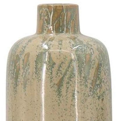 Set of Three Beige Blue And Green Round Ceramic Table Vase HomeRoots