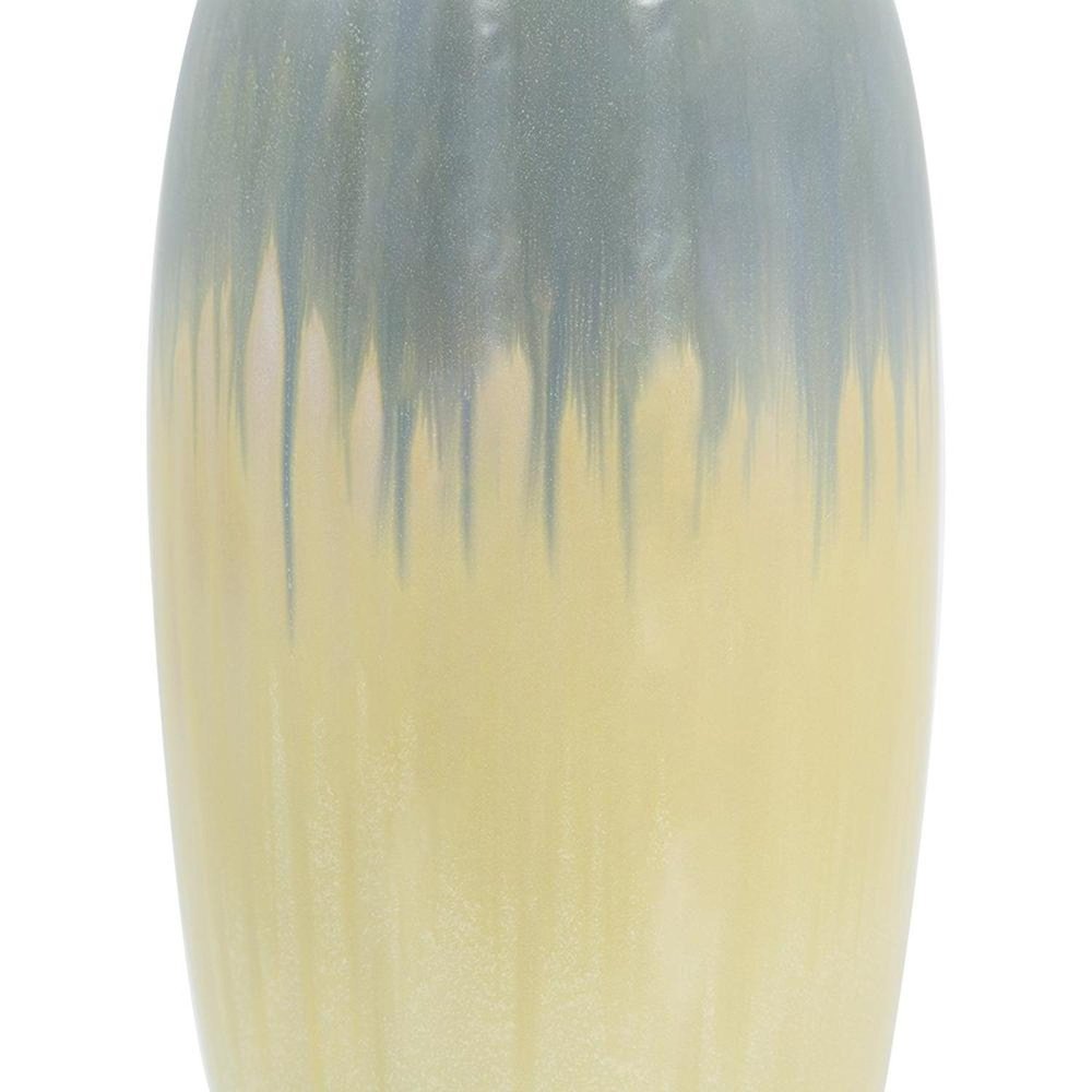 16" Blue And Cream Reactive Glaze Ceramic Cylinder Table Vase HomeRoots