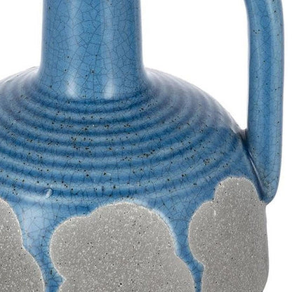9" Blue And Gray Ceramic Urn Jug Vase HomeRoots