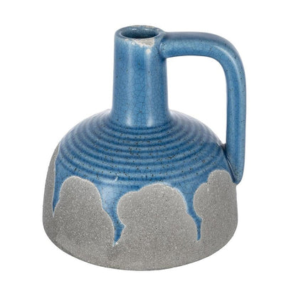9" Blue And Gray Ceramic Urn Jug Vase HomeRoots