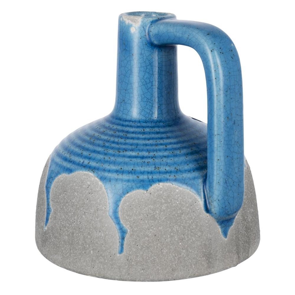 9" Blue And Gray Ceramic Urn Jug Vase HomeRoots