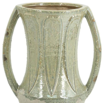 12" Sage And Ivory Amphora Ceramic Table Vase HomeRoots