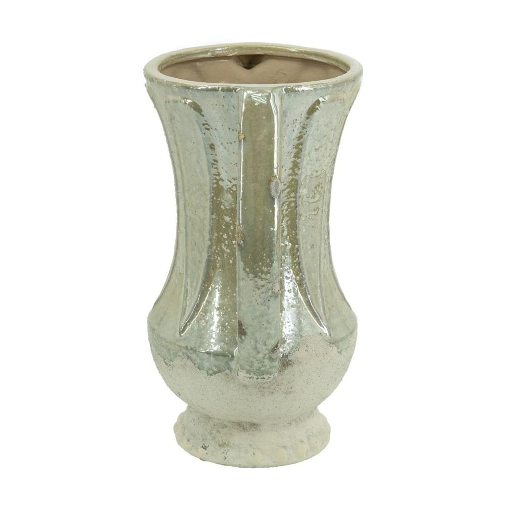 12" Sage And Ivory Amphora Ceramic Table Vase HomeRoots