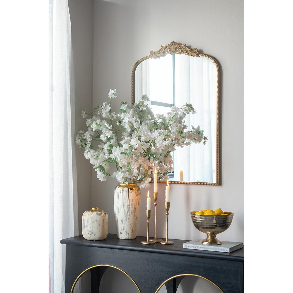 14" Gray Ivory And Gold Modern Abstract Ceramic Table Vase HomeRoots